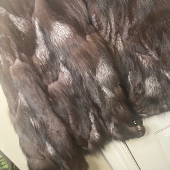 Elegant Gray & Brown Colored 
Real Fox Fur Jacket - Picture 7 of 8